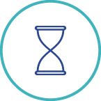 A graphic icon of an hourglass
